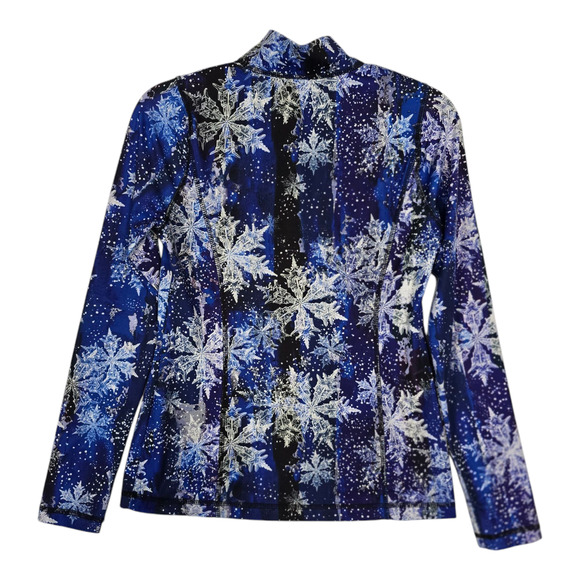 Sno Skins Micro Fiber Quarter Zip Neck Pullover Snowflake Pattern Blue White XS - Picture 2 of 7